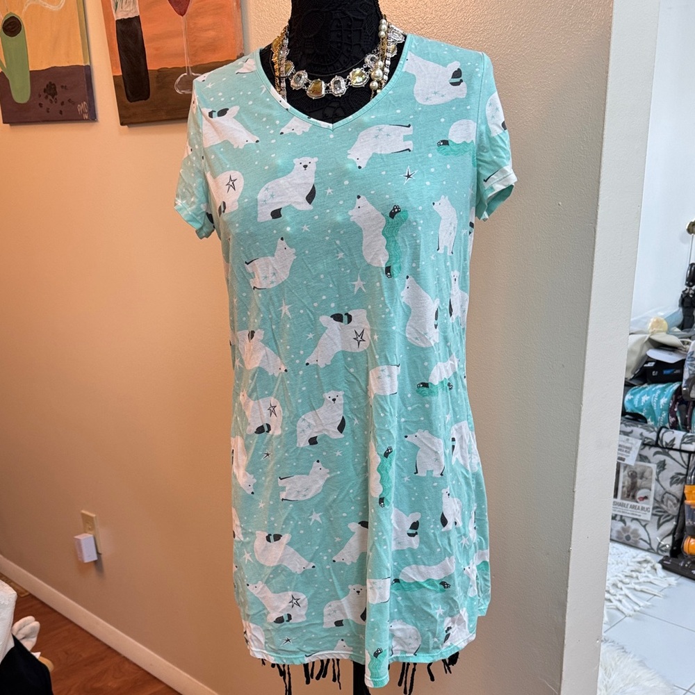 Secret Treasures Aqua Polar Bear Print T-Shirt nightwear pjs